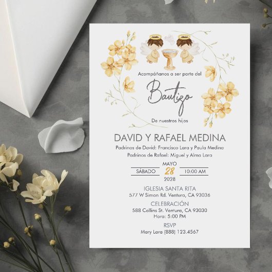 Uitnodiging Bautizo niños Doop Schattigee tweeling