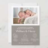 Uitnodiging Bautizo voor tweelingjongens Katholiek (Voorkant)