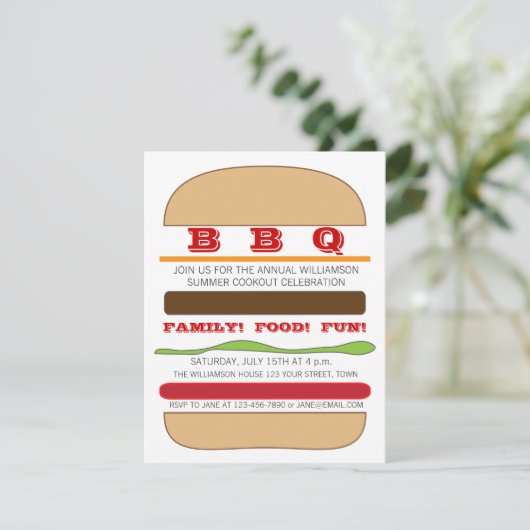 Uitnodiging BBQ Burger (Staand voorkant)