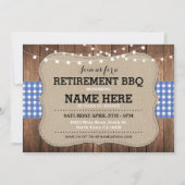 Uitnodiging BBQ in ruste Partij Blue Gingham (Voorkant)