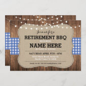 Uitnodiging BBQ in ruste Partij Blue Gingham (Voorkant / Achterkant)