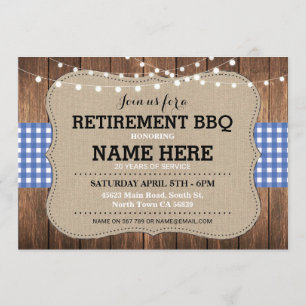 Uitnodiging BBQ in ruste Partij Blue Gingham
