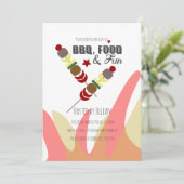 Uitnodiging BBQ Kabobs Flames Party (Staand voorkant)