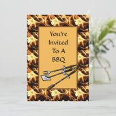 Uitnodiging BBQ met BBQ-instrumenten (Staand voorkant)