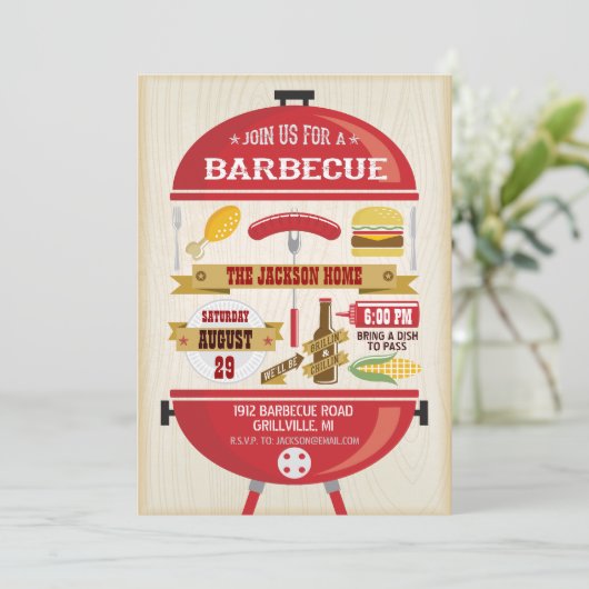 Uitnodiging BBQ-partij (Staand voorkant)