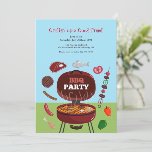 Uitnodiging BBQ-partij (Staand voorkant)