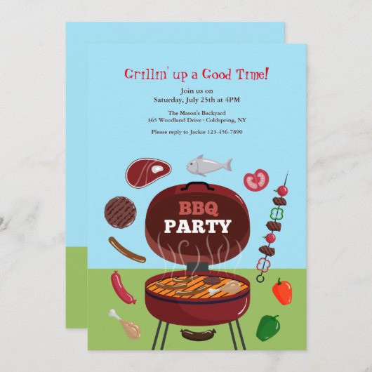 Uitnodiging BBQ-partij (Voorkant / Achterkant)