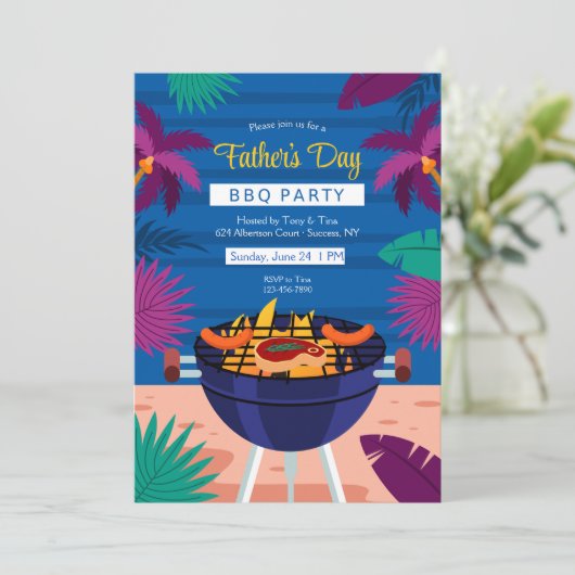 Uitnodiging BBQ-partij (Staand voorkant)