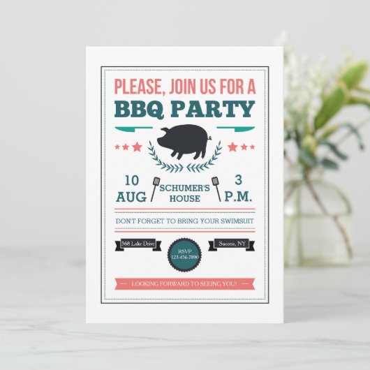 Uitnodiging BBQ-partij (Staand voorkant)