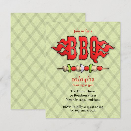 Uitnodiging BBQ-partij (Voorkant / Achterkant)