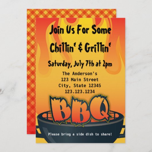 Uitnodiging BBQ-partij (Voorkant / Achterkant)