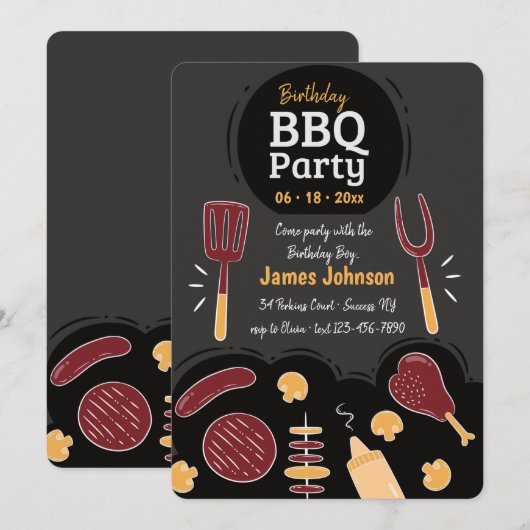 Uitnodiging BBQ-partij (Voorkant / Achterkant)