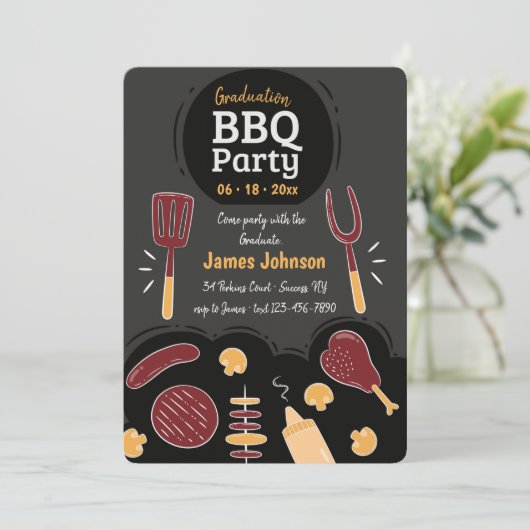 Uitnodiging BBQ-partij (Staand voorkant)