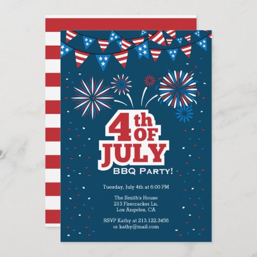 Uitnodiging BBQ-partij op 4 juli (Voorkant / Achterkant)