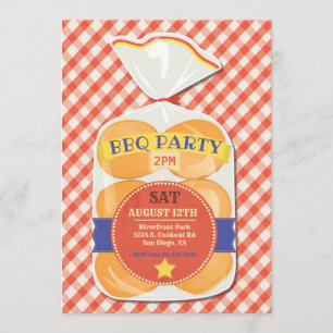 Uitnodiging BBQ Party Hamburger Buns