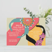 Uitnodiging BBQ & Pool Party Flip Flop (Staand voorkant)