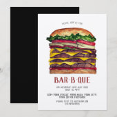 Uitnodiging BBQ reusachtige hamburger (Voorkant / Achterkant)