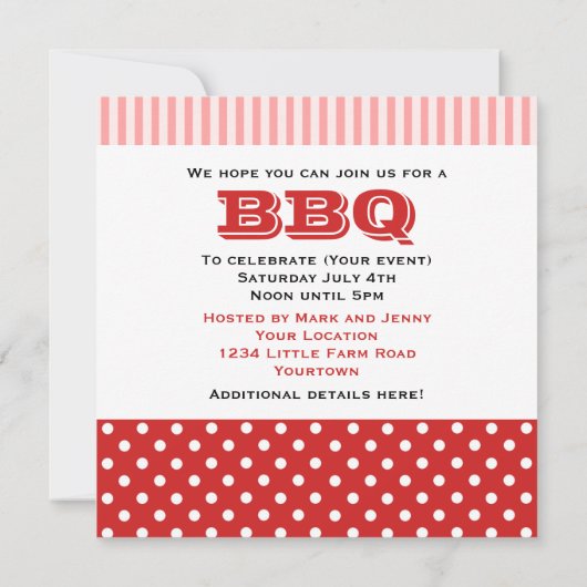 Uitnodiging BBQ - Rood en Roze Varken (Achterkant)