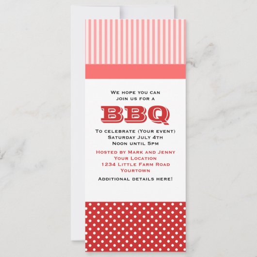 Uitnodiging BBQ - Rood en Roze Varken (Achterkant)