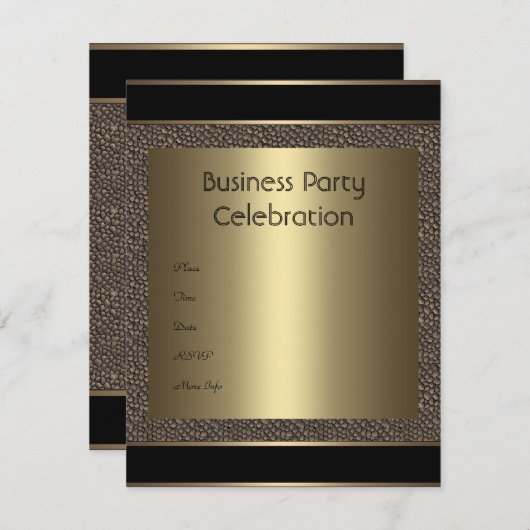 Uitnodiging Bedrijfs Bruin Zwarte Bronze Pebble (Voorkant / Achterkant)