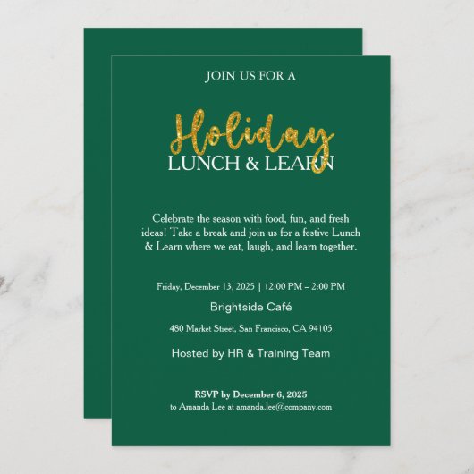 Uitnodiging Bedrijfs Kerstlunch & Leermiddag (Voorkant / Achterkant)