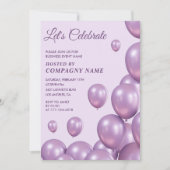 Uitnodiging bedrijfsfeest Ballonnen Chic Paars (Voorkant)