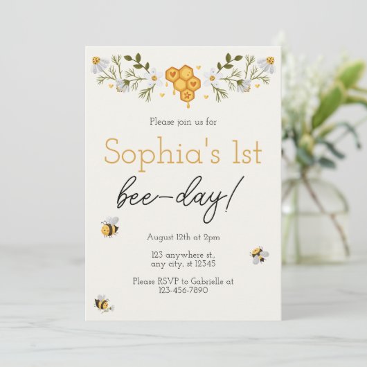 Uitnodiging "Bee Day" (Staand voorkant)