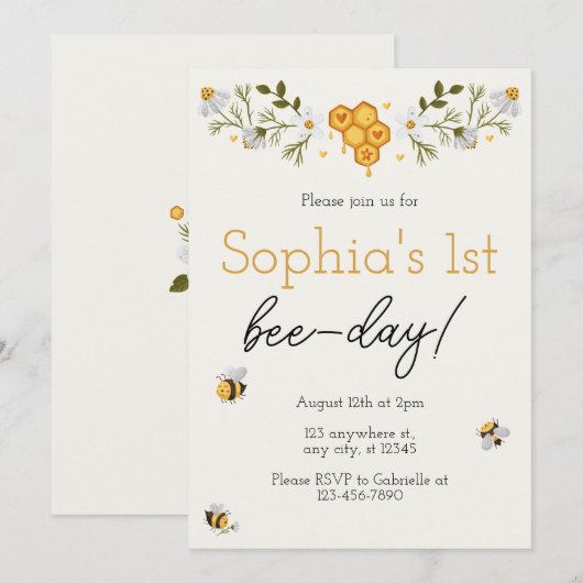 Uitnodiging "Bee Day" (Voorkant / Achterkant)