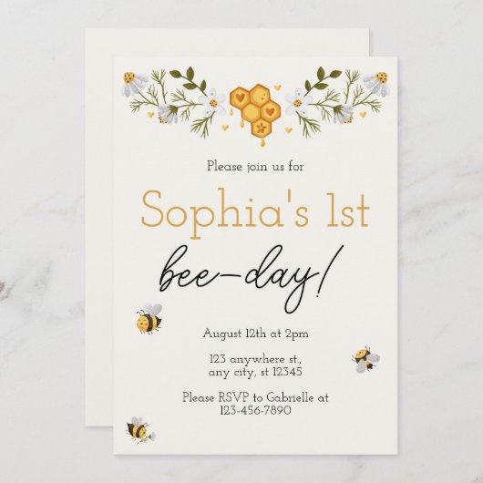 Uitnodiging "Bee Day" (Voorkant / Achterkant)