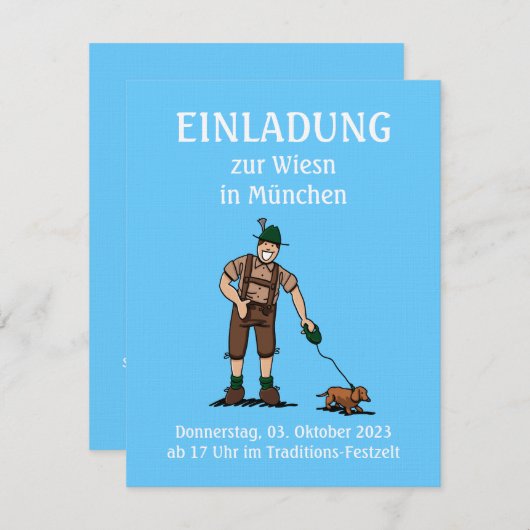 Uitnodiging BEER FESTIVAL Lederhosen Bavarian Dog (Voorkant / Achterkant)