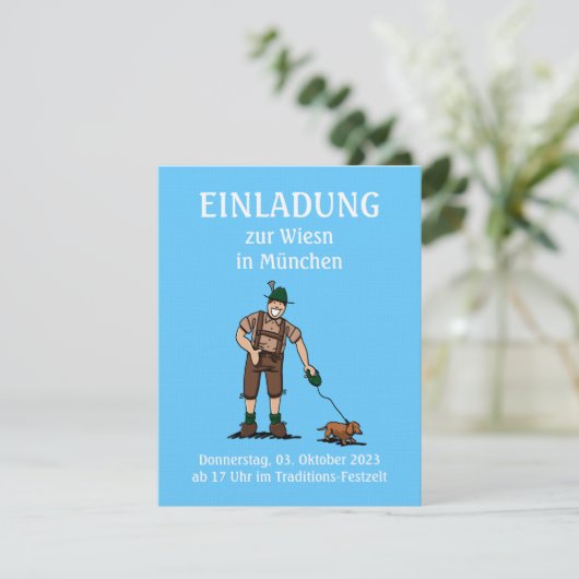 Uitnodiging BEER FESTIVAL Lederhosen Bavarian Dog (Staand voorkant)