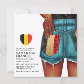 Uitnodiging Belgische Denim Girl Graduation Party (Voorkant)