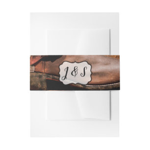 Uitnodiging Belly Band Cowboy laarzen Schuur Hout Uitnodigingen Wikkel