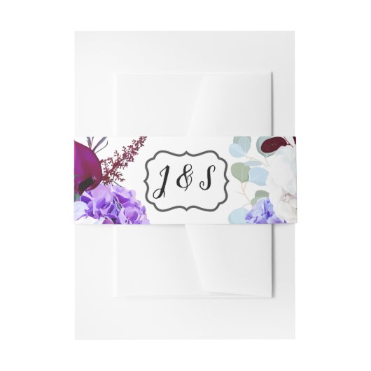 Uitnodiging Belly Band Lavendel Hibiscus op Wit Uitnodigingen Wikkel (Voorkant Voorbeeld)