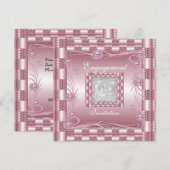 Uitnodiging Betrokkenheid Roze Art Deco Bloem (Voorkant / Achterkant)