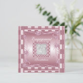 Uitnodiging Betrokkenheid Roze Art Deco Bloem (Staand voorkant)