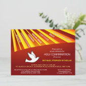 Uitnodiging Bevestiging Goud en Rode Stralen (Staand voorkant)