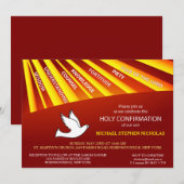 Uitnodiging Bevestiging Goud en Rode Stralen (Voorkant / Achterkant)