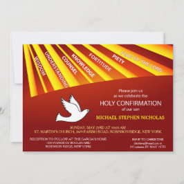 Uitnodiging Bevestiging Goud en Rode Stralen