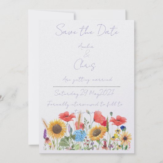 Uitnodiging Bewaar de. Dave bloemig Zou Werken (Voorkant)