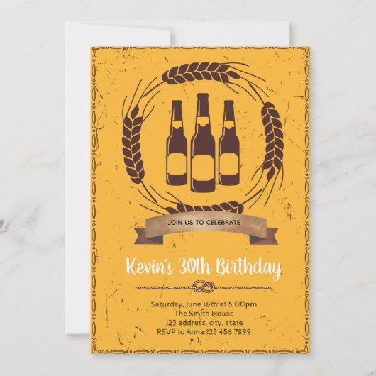 Uitnodiging bier verjaardagsfeest (Voorkant)
