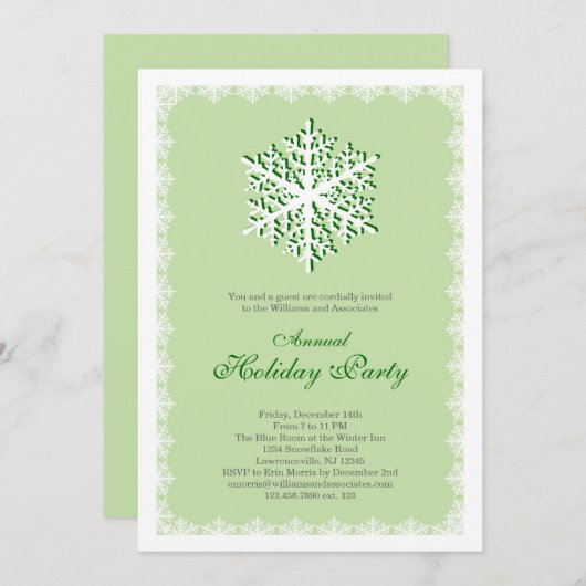 Uitnodiging Big Snowflake Holiday Party (Voorkant / Achterkant)