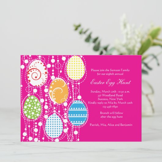 Uitnodiging bij paaseieren (Staand voorkant)