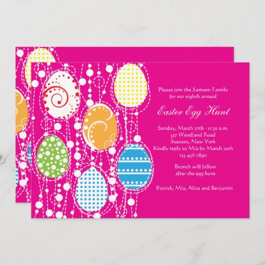 Uitnodiging bij paaseieren (Voorkant / Achterkant)