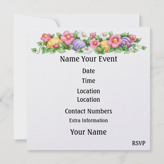 Uitnodiging bij Pasen (Egg Hunt?) - SRF (Achterkant)