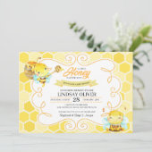 Uitnodiging bijen Baby shower (Staand voorkant)