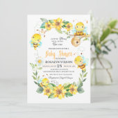 Uitnodiging bijen Baby shower (Staand voorkant)