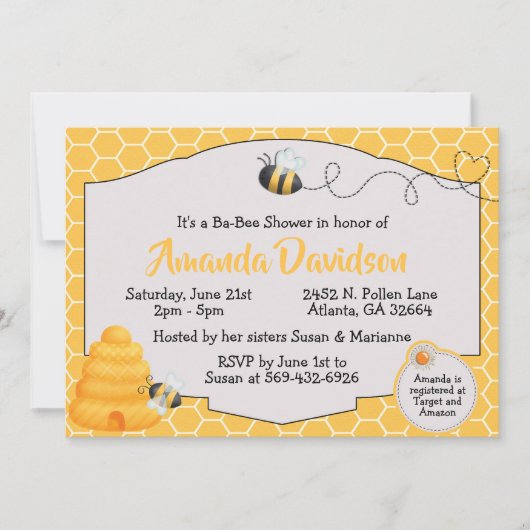 Uitnodiging bijen Baby shower (Voorkant)