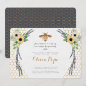 Uitnodiging bijen Baby shower (Voorkant / Achterkant)