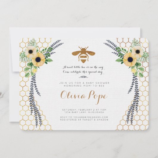 Uitnodiging bijen Baby shower (Voorkant)